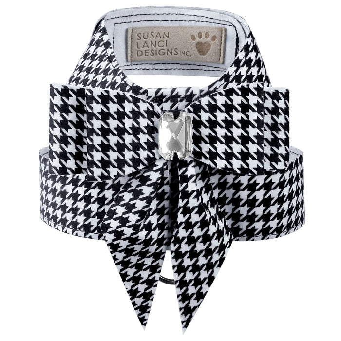 Susan Lanci Black & White Houndstooth Double Tail Bow Tinkie Harness