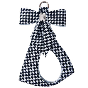 Susan Lanci Black & White Houndstooth Tail Bow Step In Harness