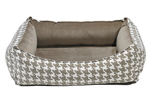 Limited Edition Reversible Microvelvet Crescent Bed- Taupe Check