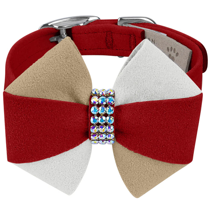 Susan Lanci Game Day Glam Red & Doe Pinwheel Bow Collar