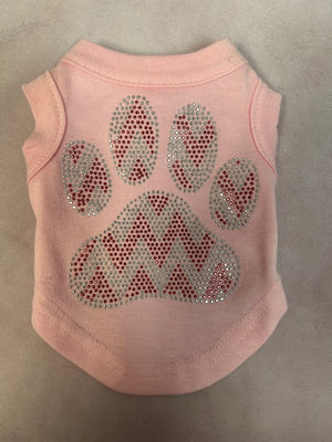 Peppermint Rhinestone Paw Shirt in Pink
