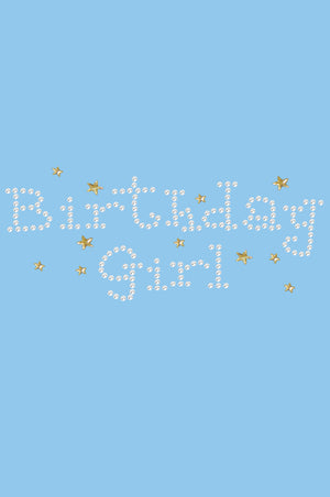 Large Birthday Girl Rhinestone Bandana in Light Blue
