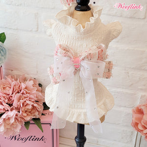 Wooflink Spring Moments Mini Dress in Cream