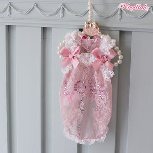 Wooflink Love Lace Top in Pink