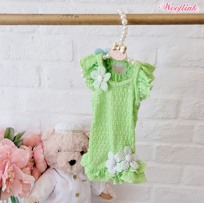 Wooflink Cotton Candy Summer Mini Dress - Green