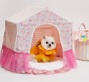 Louis Dog Playful Gingham Peekaboo House - Pink Gingham