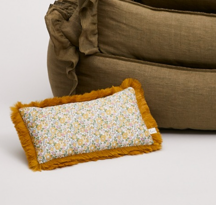 Louis Dog Liberty Fur Pillow in Betsy Yellow