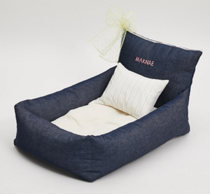 Louis Dog Sunday Bed in Navy Linen