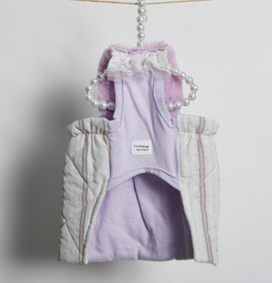 Louis Dog Furry Strap Quilted Dress in Orchid Bloom