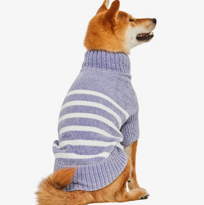 Chenille Classy Striped Sweater in Stonewash Blue