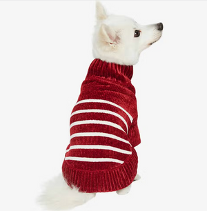 Chenille Classy Striped Sweater in Burgundy Red
