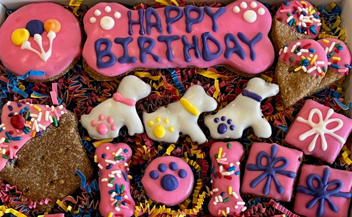 Happy Birthday Dog Treat Gift Box in Pink