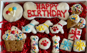 Happy Birthday Dog Treat Gift Box in White