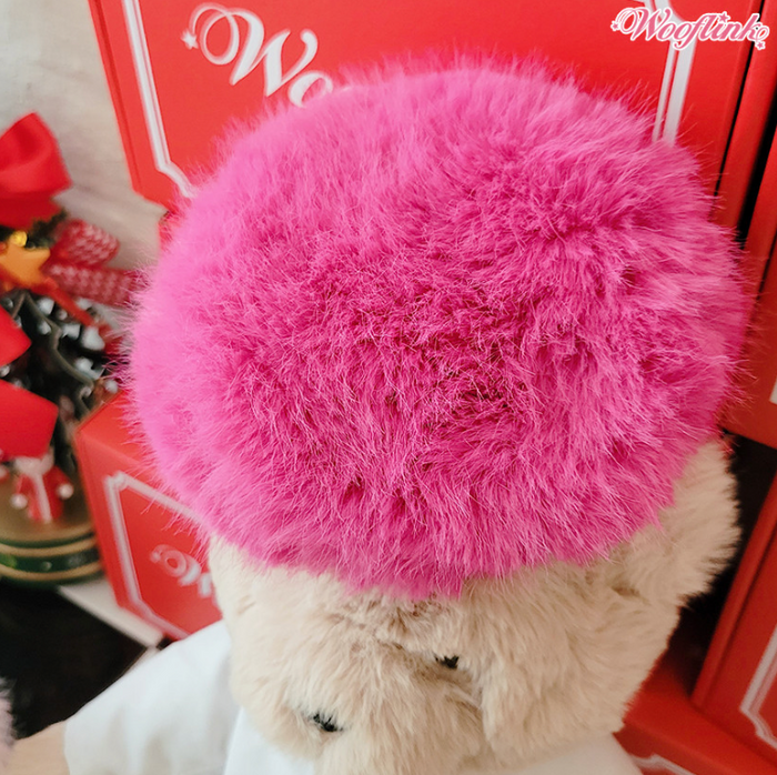 Wooflink Luxe Fur Beret in Pink