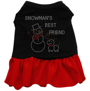 Snowman's Best Friend Rhinestone Dress in Red