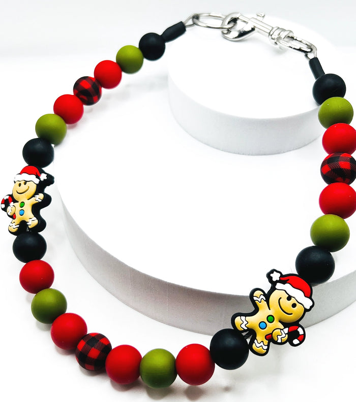 Gingerbread Man Beaded Pet Collar