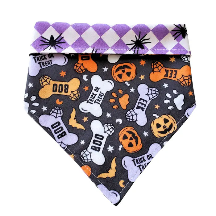 Halloween Dog Bone - Reversible Dog Collar Bandana