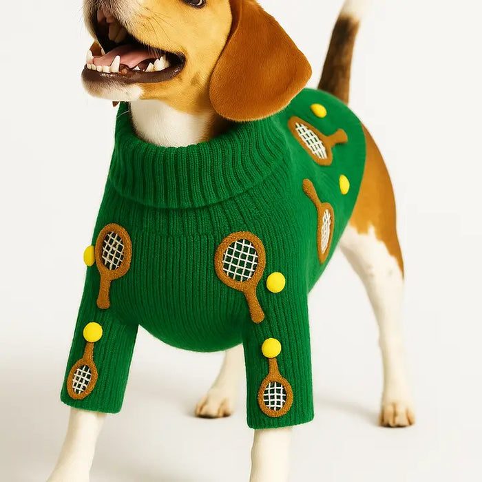 Knitted Applique Tennis Sweater