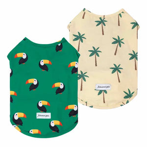 2 Pack Toucan & Tropical Palm Tree Dog Uv Protection Shirt