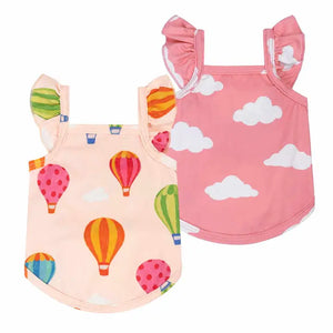 2 Pack Hot Air Balloon & Cloud Ruffle Dog Shirt