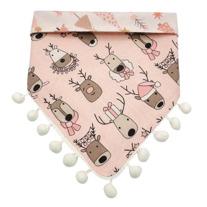 Pink Reindeer - Reversible Dog Collar Bandana