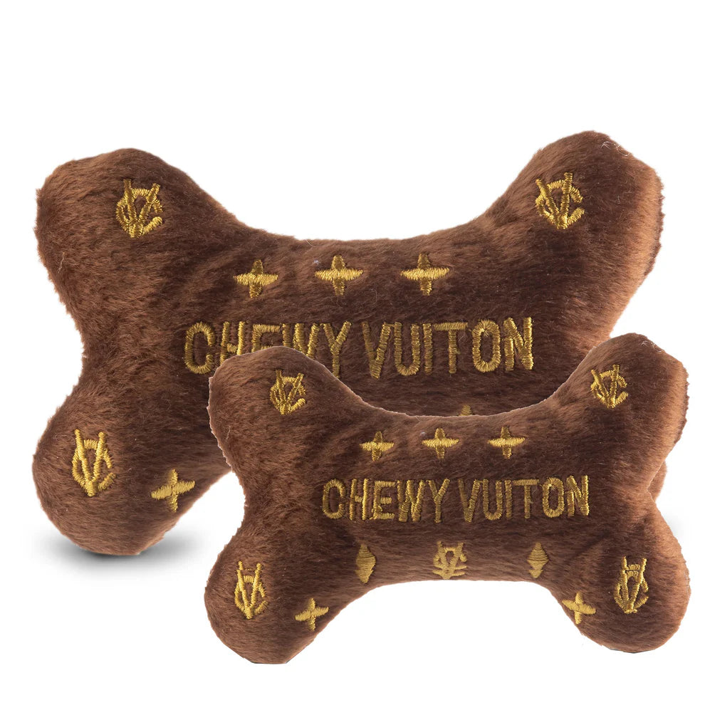 Brown Chewy Vuiton Bone Plush Toy Posh Puppy Boutique