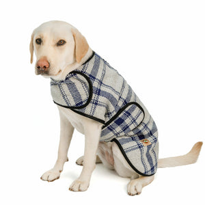 Gray and Blue Plaid Blanket Dog Coat