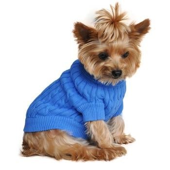 Combed Cotton Cable Knit Dog Sweater - Riverside Blue – Posh Puppy