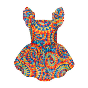 Summer Kaleidoscope Ruffle Dog Dress
