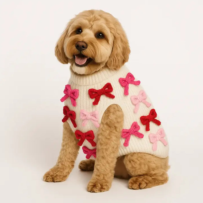 Red & Pink Bow Applique Sweater