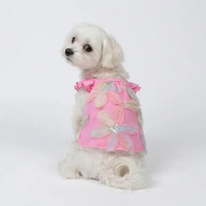 Floral Mesh Ruffle Dog Shirt
