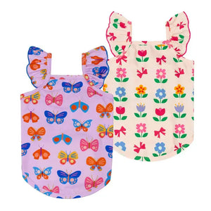 2 Pack Butterfly & Flower Ruffle Dog Shirt