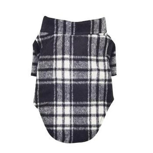 Flannel Dog Shirt - Black and White Plaid
