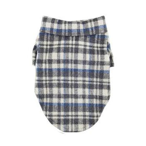 Flannel Dog Shirt - Gray and Blue Plaid