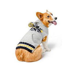 Gray Snowflake Pom Pom Hoodie Dog Sweater