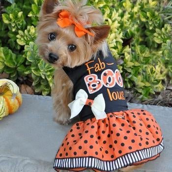 Holiday Dog Harness Dress Fab-BOO-lous Posh Puppy Boutique