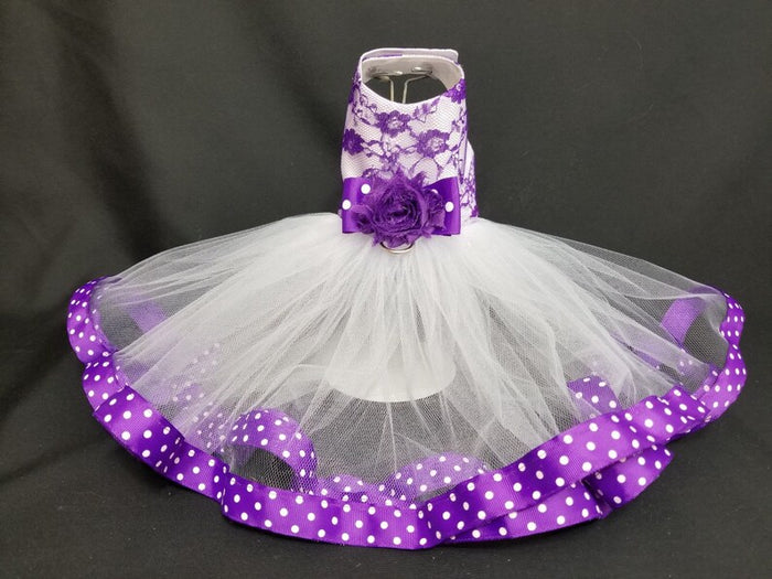 Purple Lace and Polka Dots Dog Dress