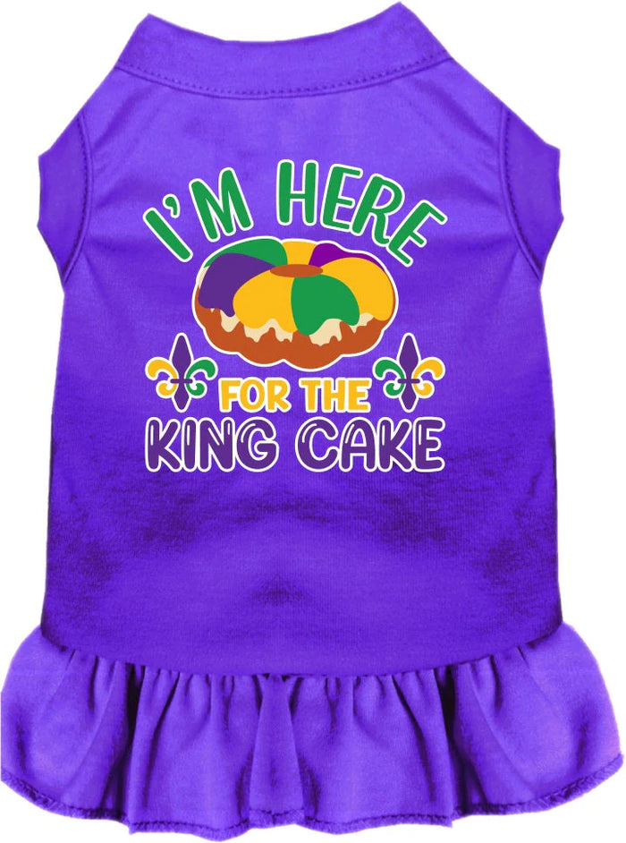I'm Here For The King Cake Screen Print Dog Dress in Many Colors