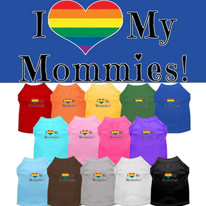 Pride I Heart My Mommies Screen Print Dog Shirt in Many Colors