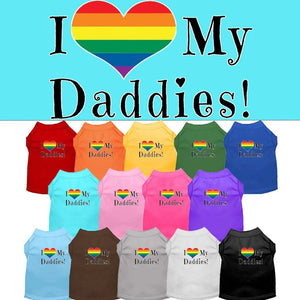 Pride I Heart My Daddies Screen Print Dog Shirt in Many Colors