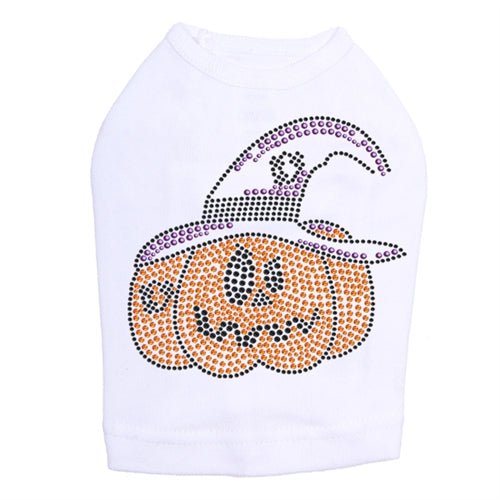 Jack O'Lantern with Hat Rhinestone Tank Top - Many Colors