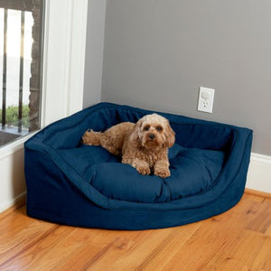 Luxury Overstuffed Corner Dog Bed With Microsuede in Many Colors