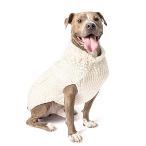 Natural Cable Knit Dog Sweater