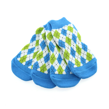 Non-Skid Dog Socks - Blue and Green Argyle