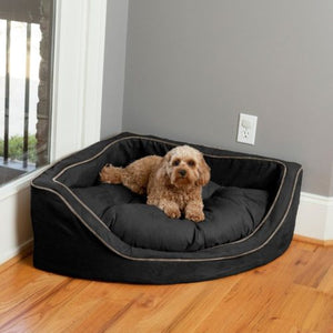 Luxury Overstuffed Corner Dog Bed With Microsuede in Many Colors