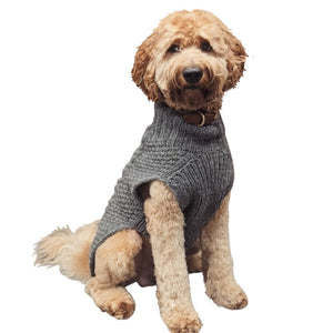 Gray Cable Knit Dog Sweater