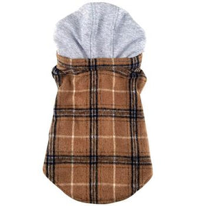 Weekender Dog Sweatshirt Hoodie - Brown & Black Plaid Flannel