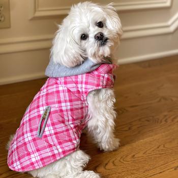 Weekender Dog Sweatshirt Hoodie - Pink & White Plaid – Posh Puppy