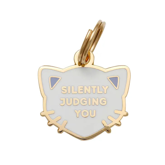 Silently Judging You Pet ID Tag in White