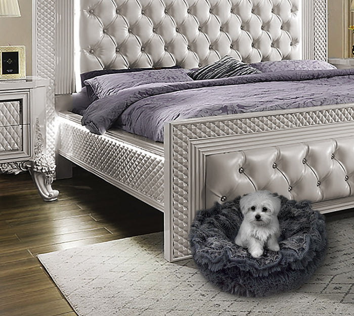 Lily Pod Bed in Arctic Seal and Wolfhound Grey